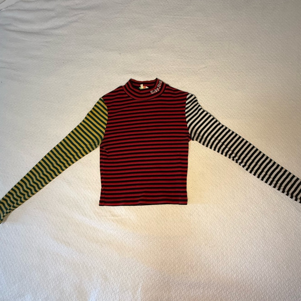 Teddy Fresh Multicolor Red Black Green and Yellow Striped Top